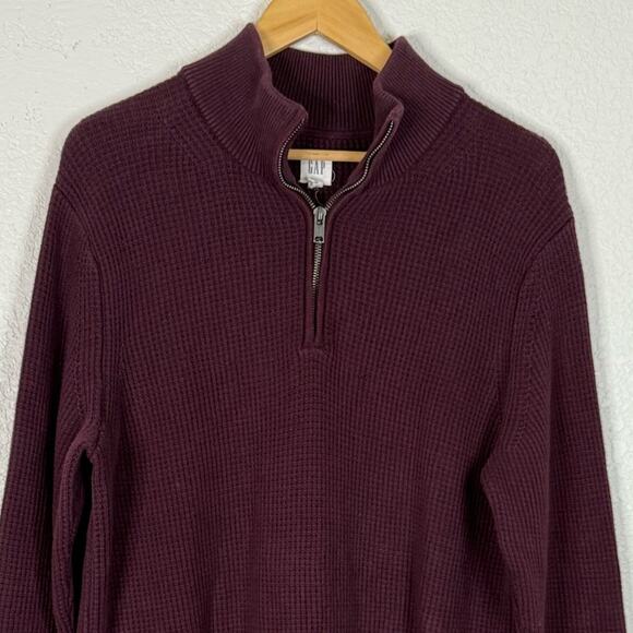 Gap 100% Cotton quarter zip waffle pull over Casual Preppy Academia Office - Picture 2 of 8